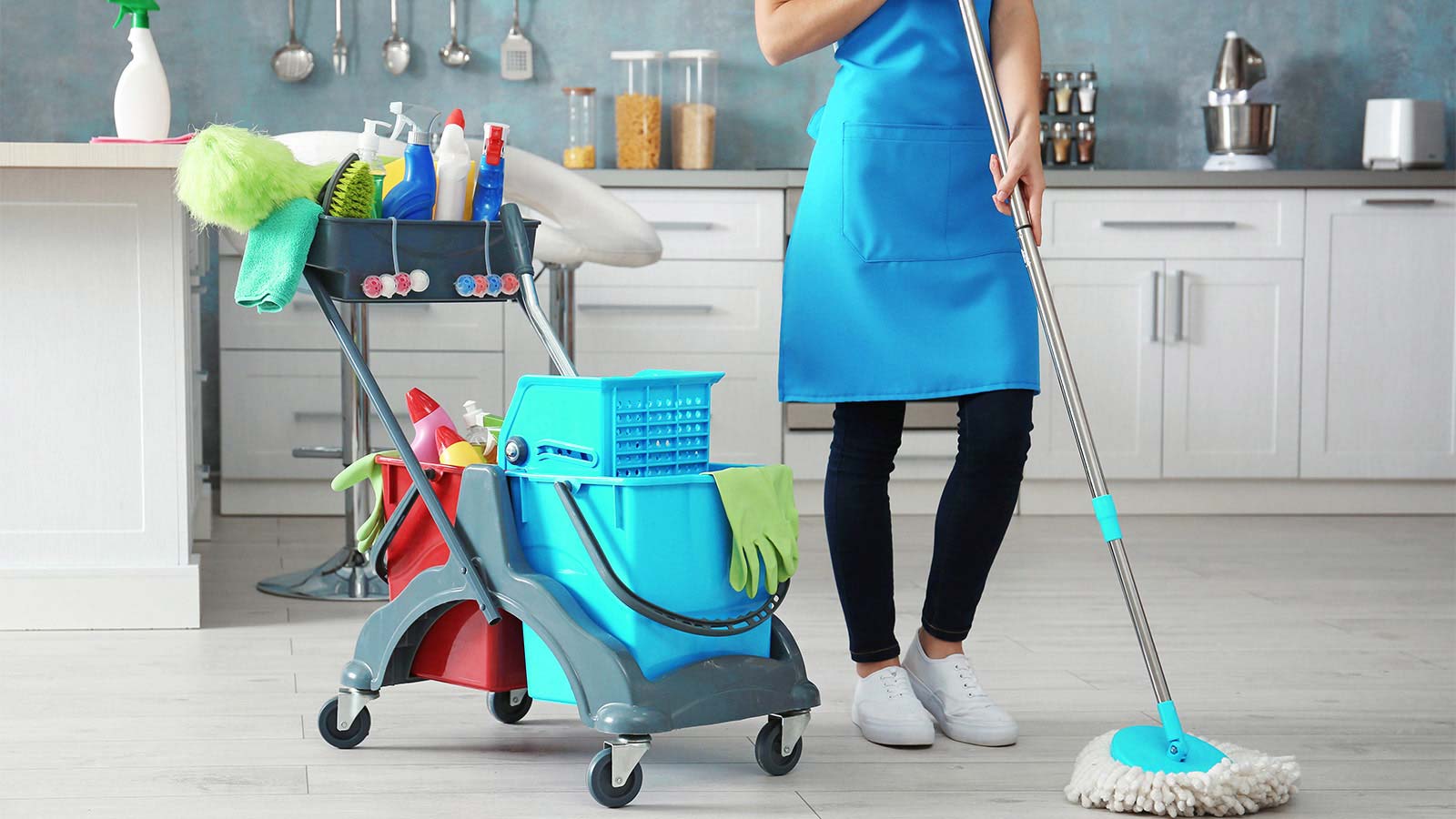 cleaner mopping floors