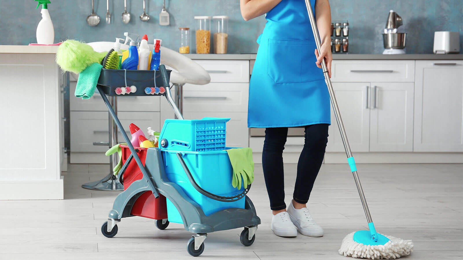 cleaner mopping floors